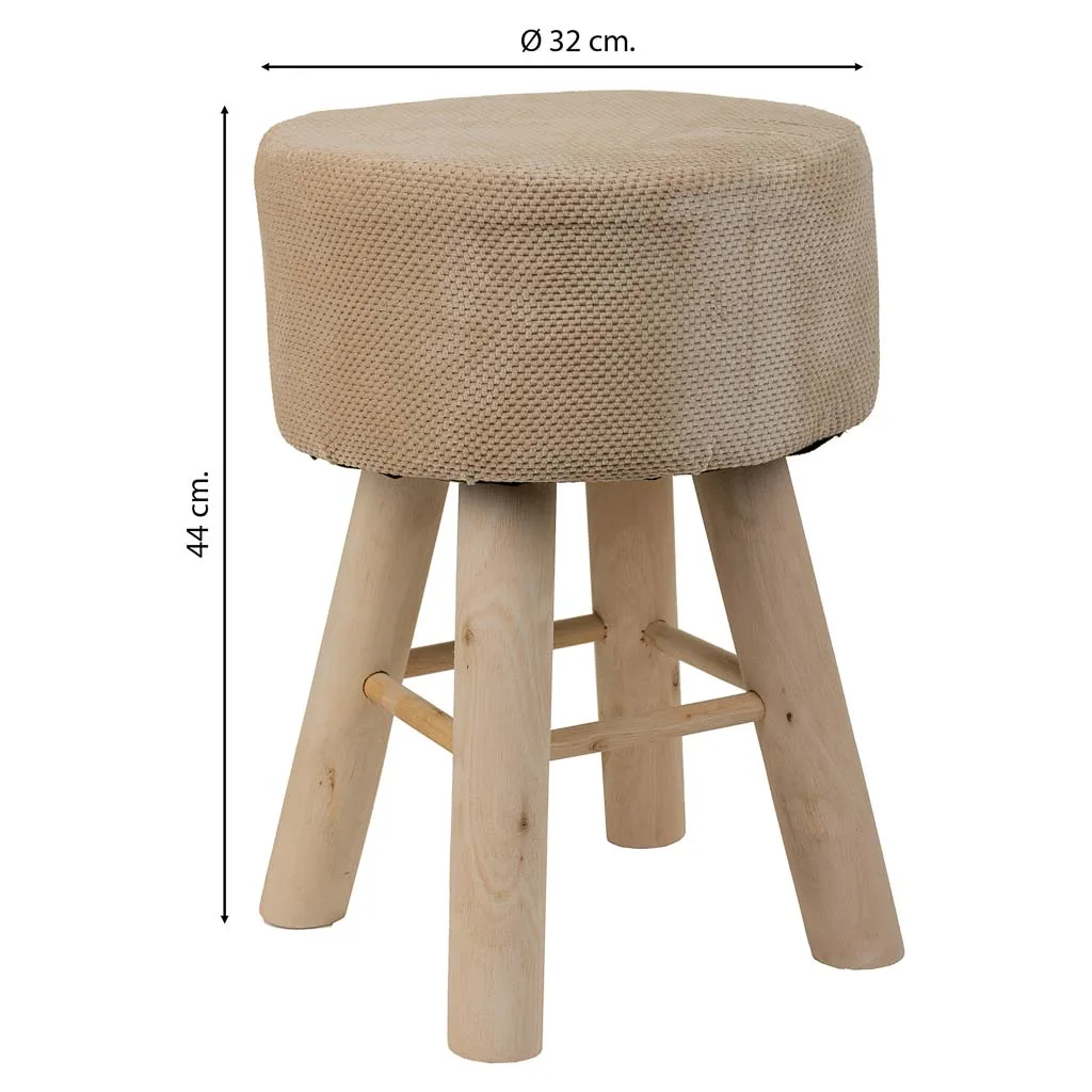 Lined wood fabric stool – brown — Photo 4