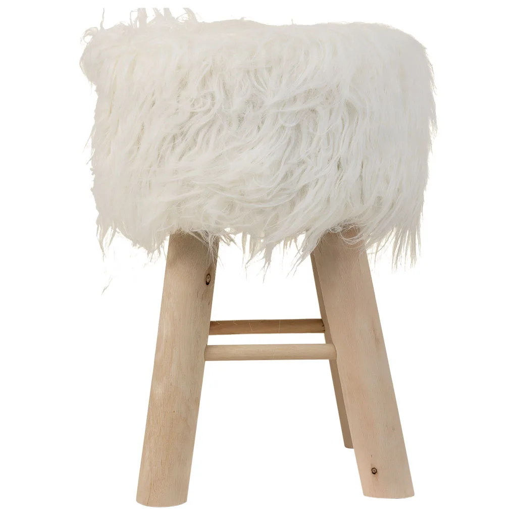 Lined wood fabric stool – white — Photo 3