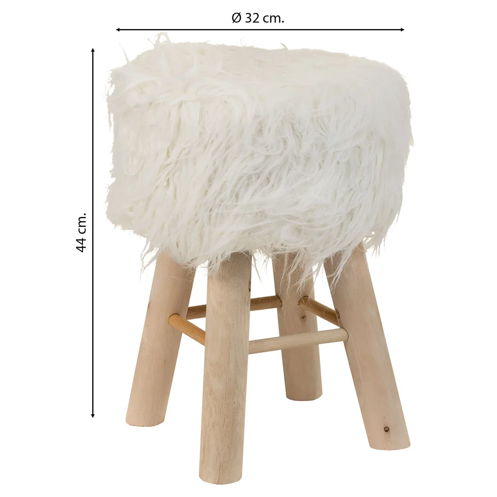 Lined wood fabric stool – white — Photo 4