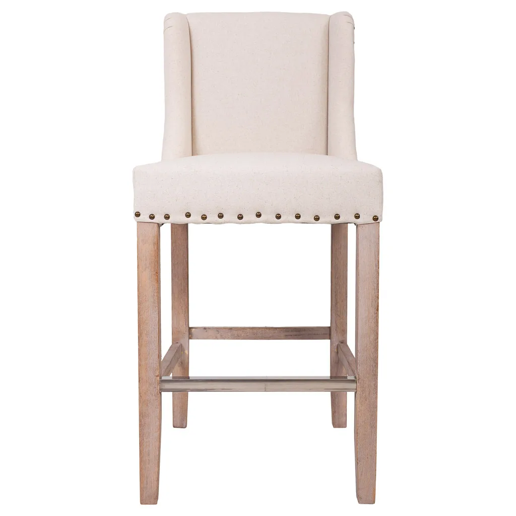 Taburete tapizado de madera beige — Foto 2