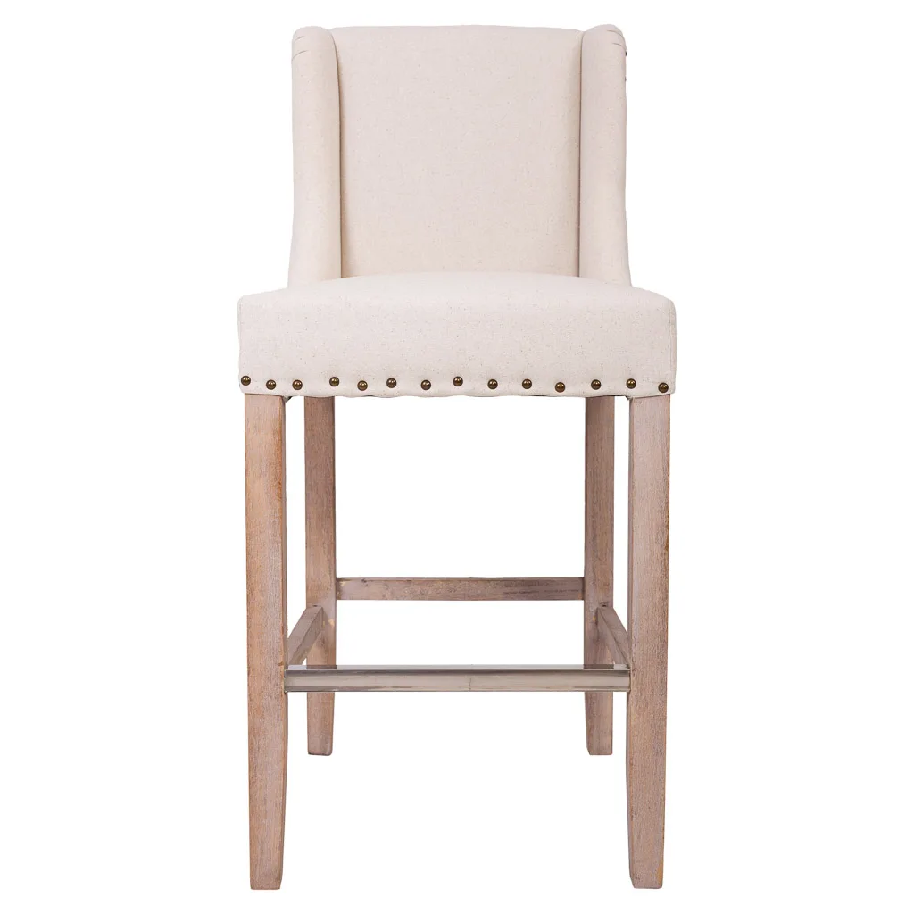 Taburete tapizado de madera beige — Foto 4