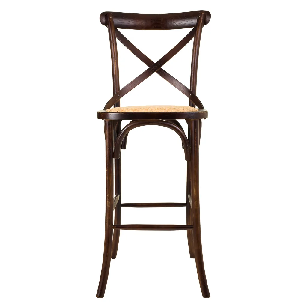 Taburete asiento de madera y ratán marrón — Foto 2