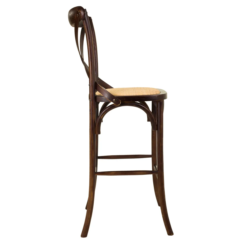 Taburete asiento de madera y ratán marrón — Foto 3