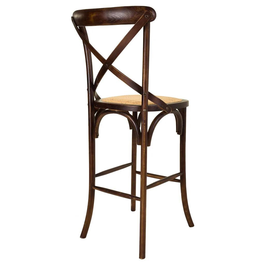 Taburete asiento de madera y ratán marrón — Foto 4