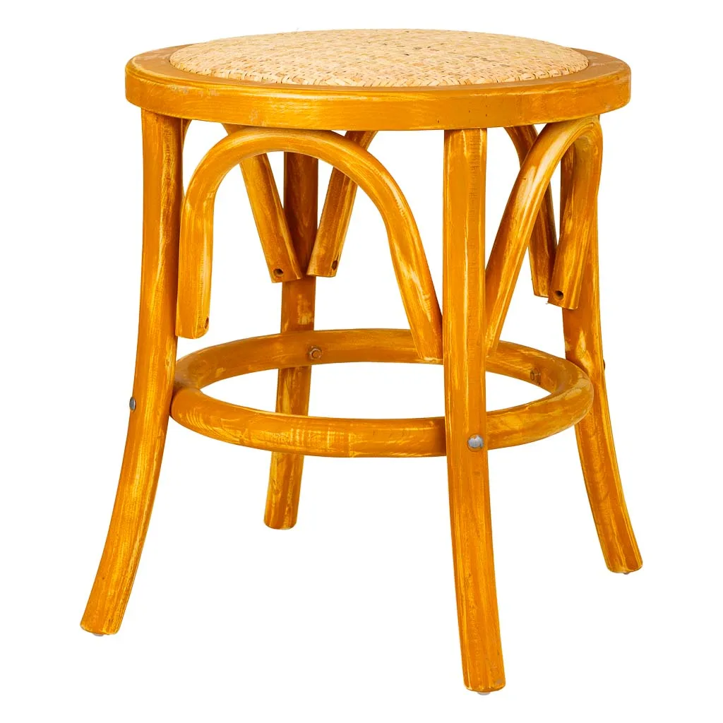 Taburete asiento de madera y ratán marrón — Foto 1