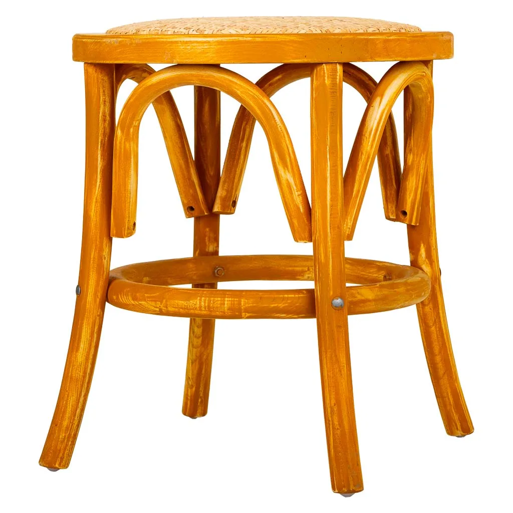 Taburete asiento de madera y ratán marrón — Foto 2