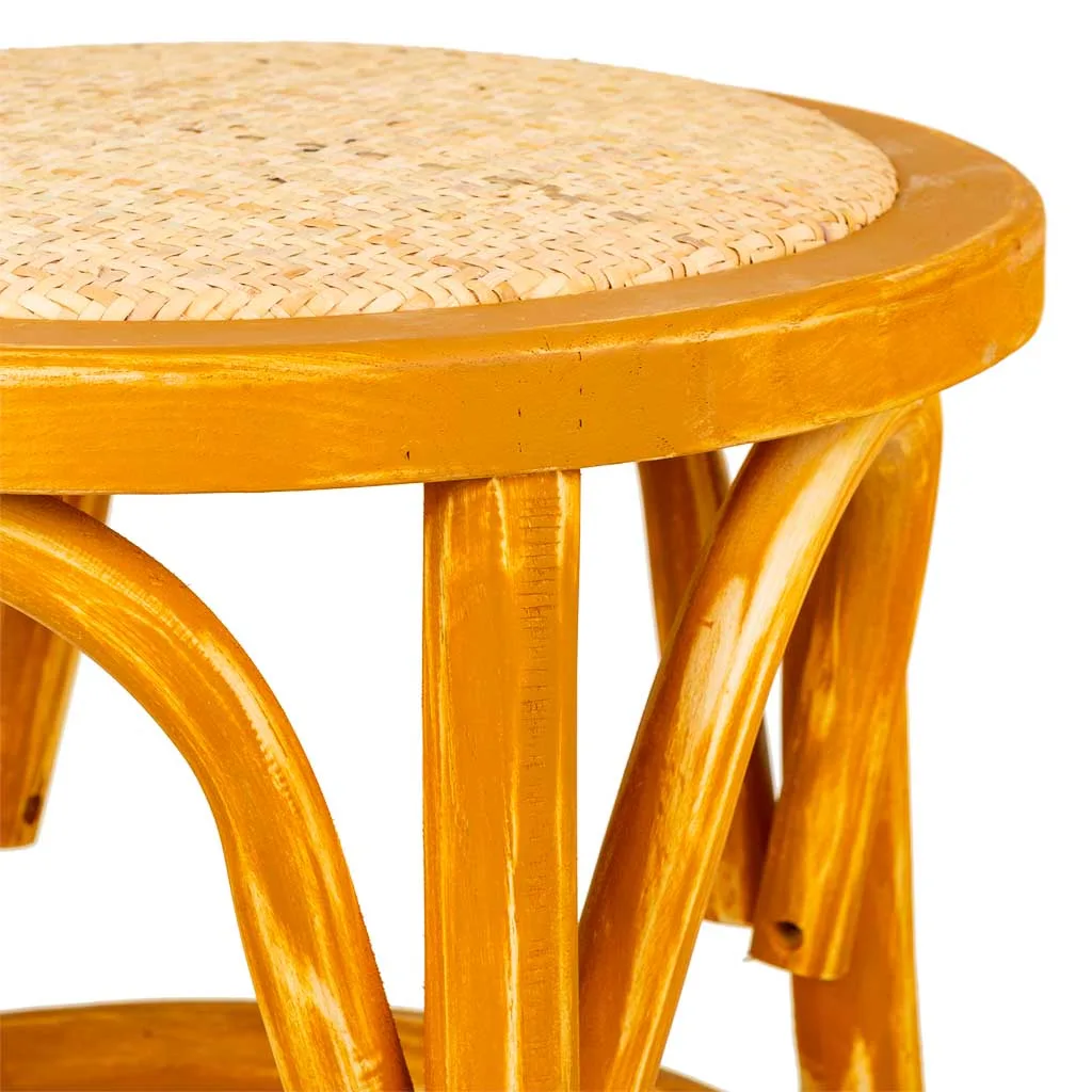 Taburete asiento de madera y ratán marrón — Foto 3