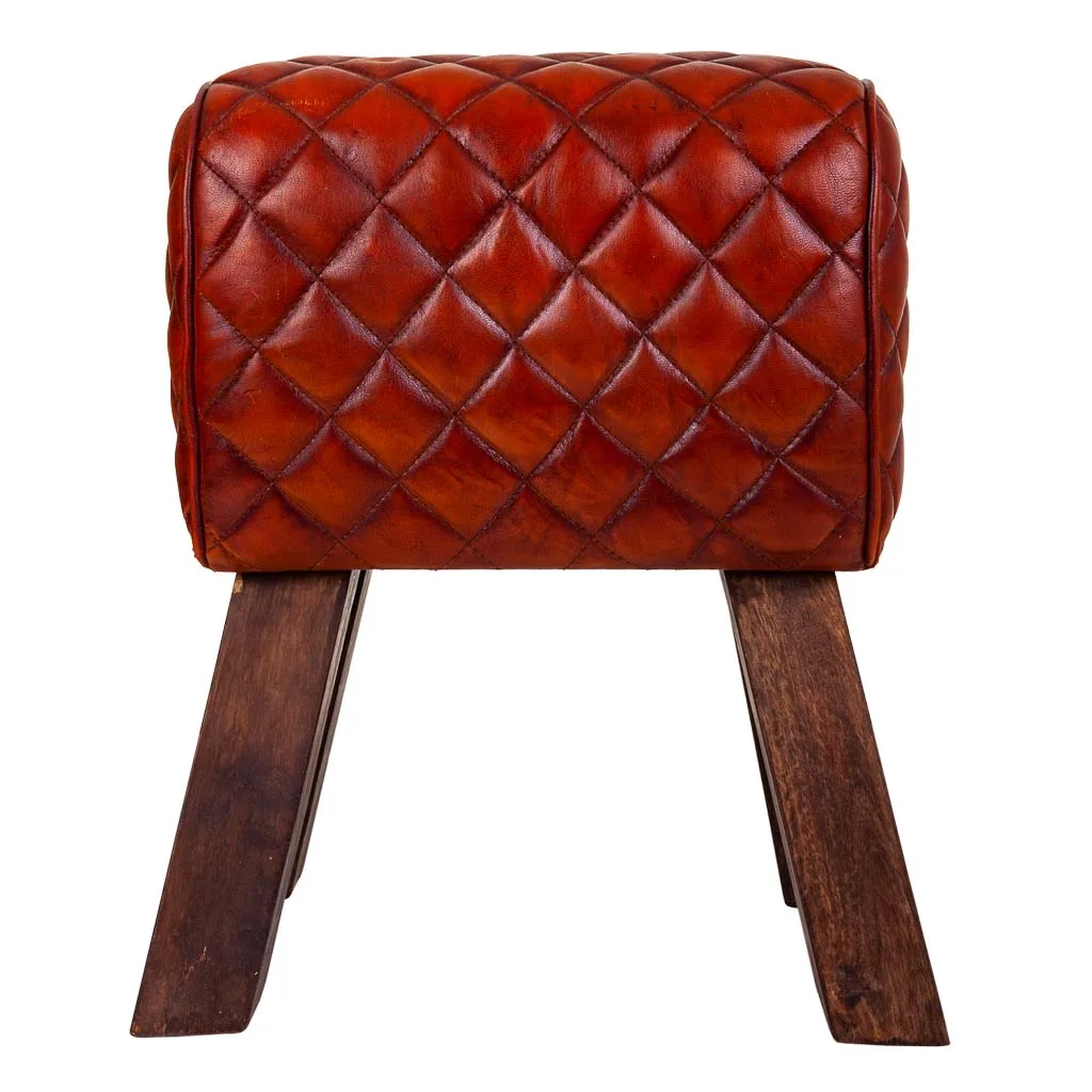Leather stool – brown — Photo 2