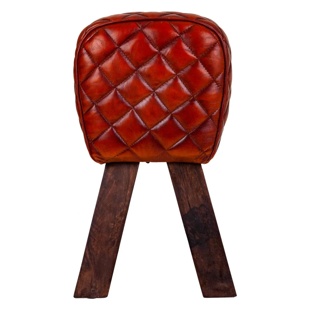 Leather stool – brown — Photo 3