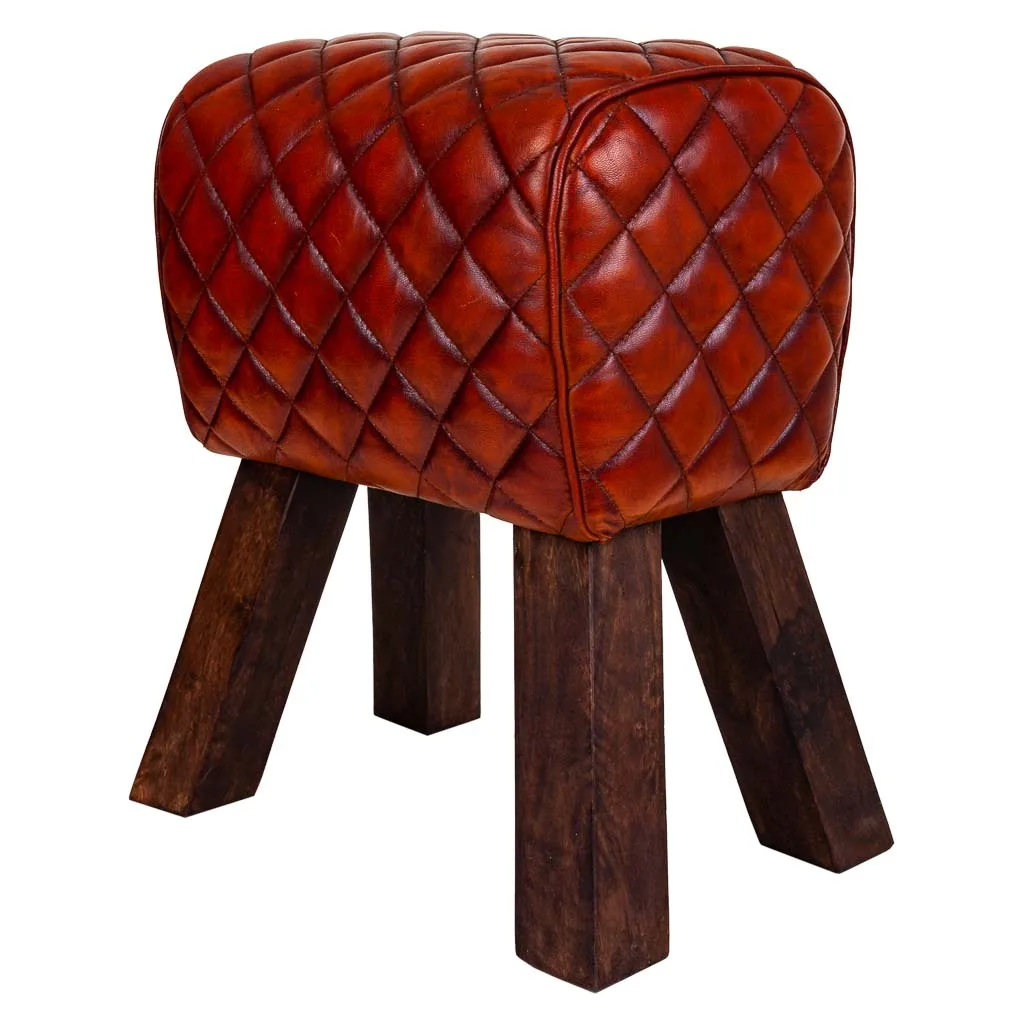 Leather stool – brown — Photo 4