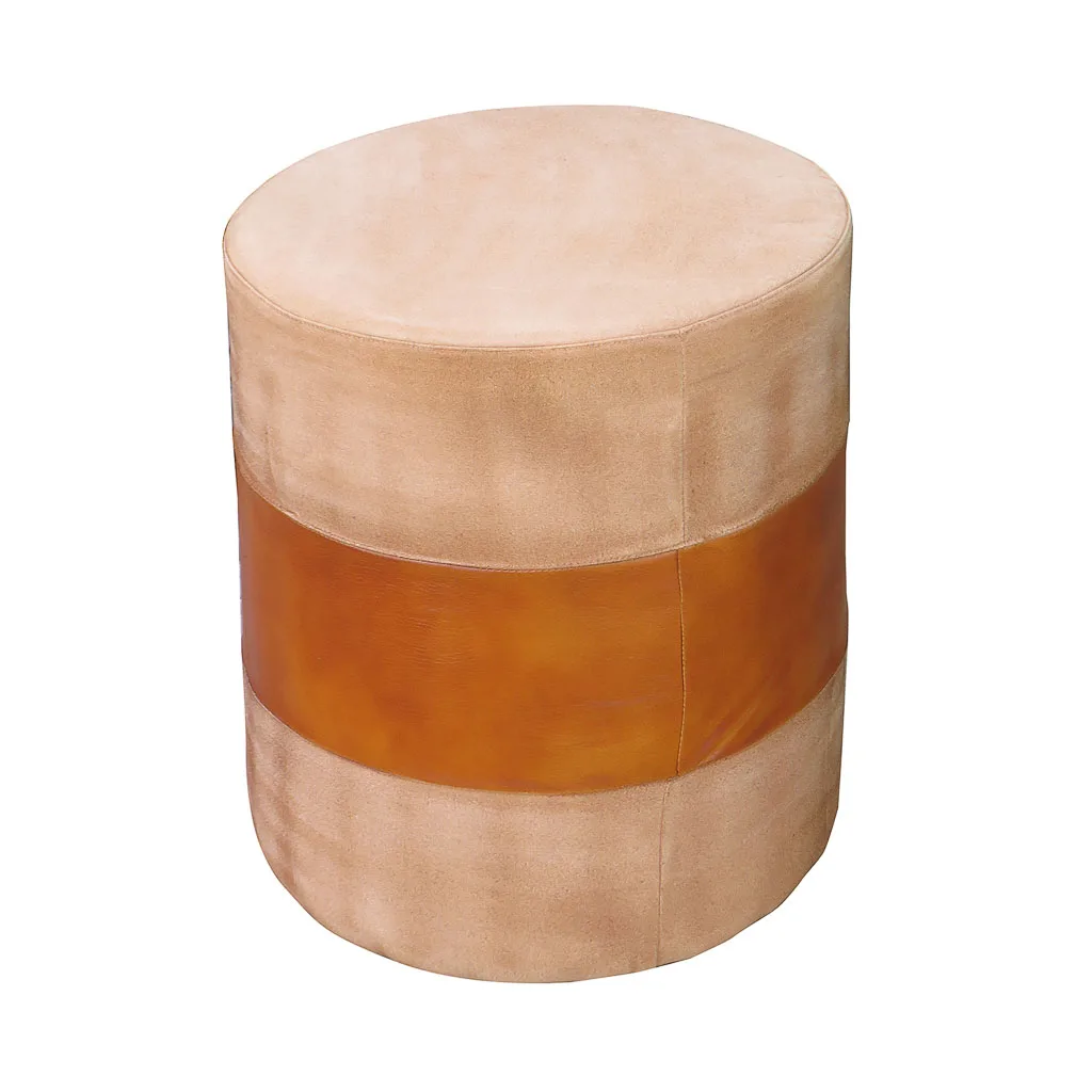 Upholstered handmade pouf – brown — Photo 2