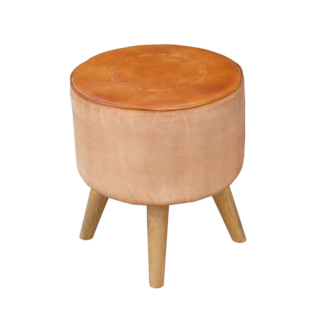 Upholstered stool – brown — Photo 2