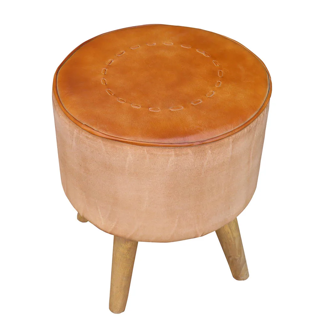 Upholstered stool – brown — Photo 3