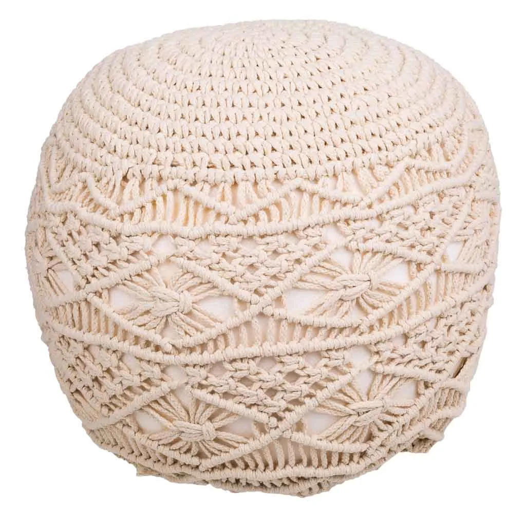 Braided cotton pouf – cream — Photo 1