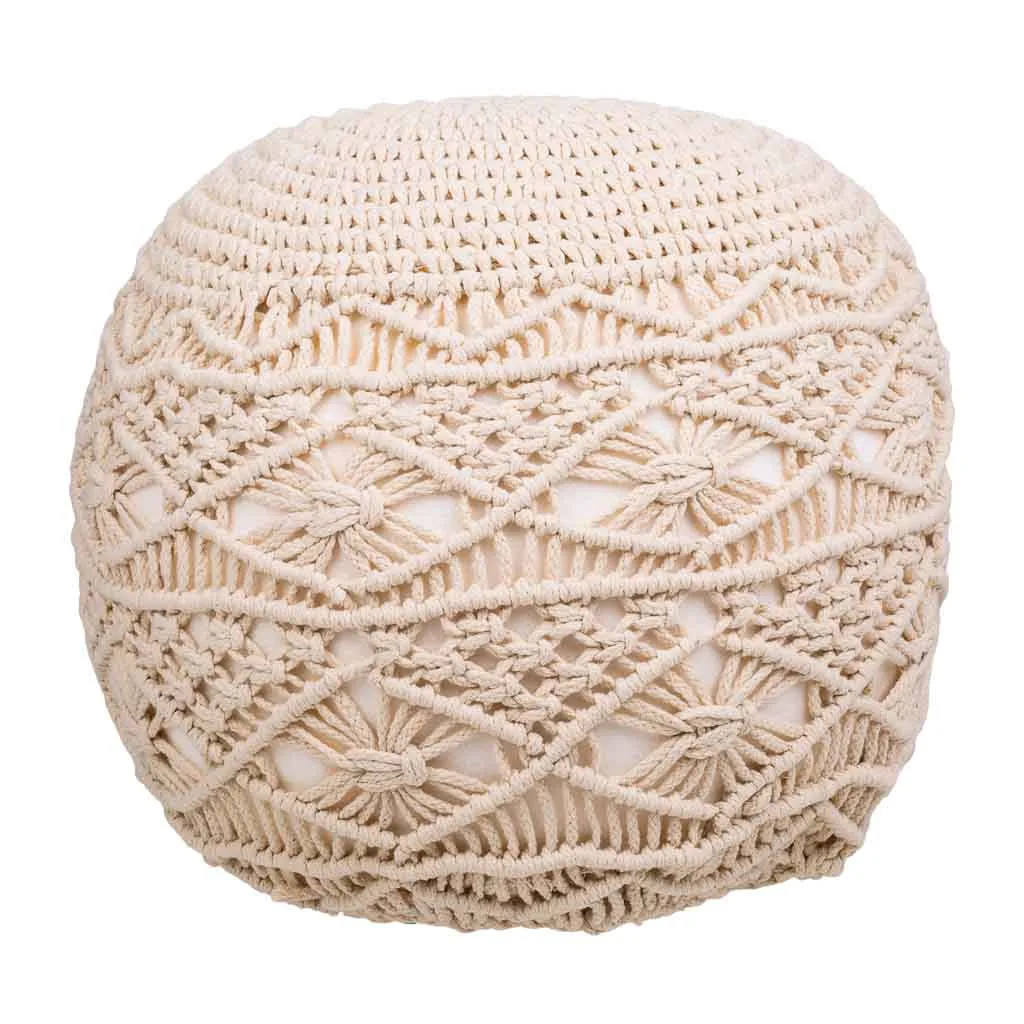 Braided cotton pouf – cream — Photo 3