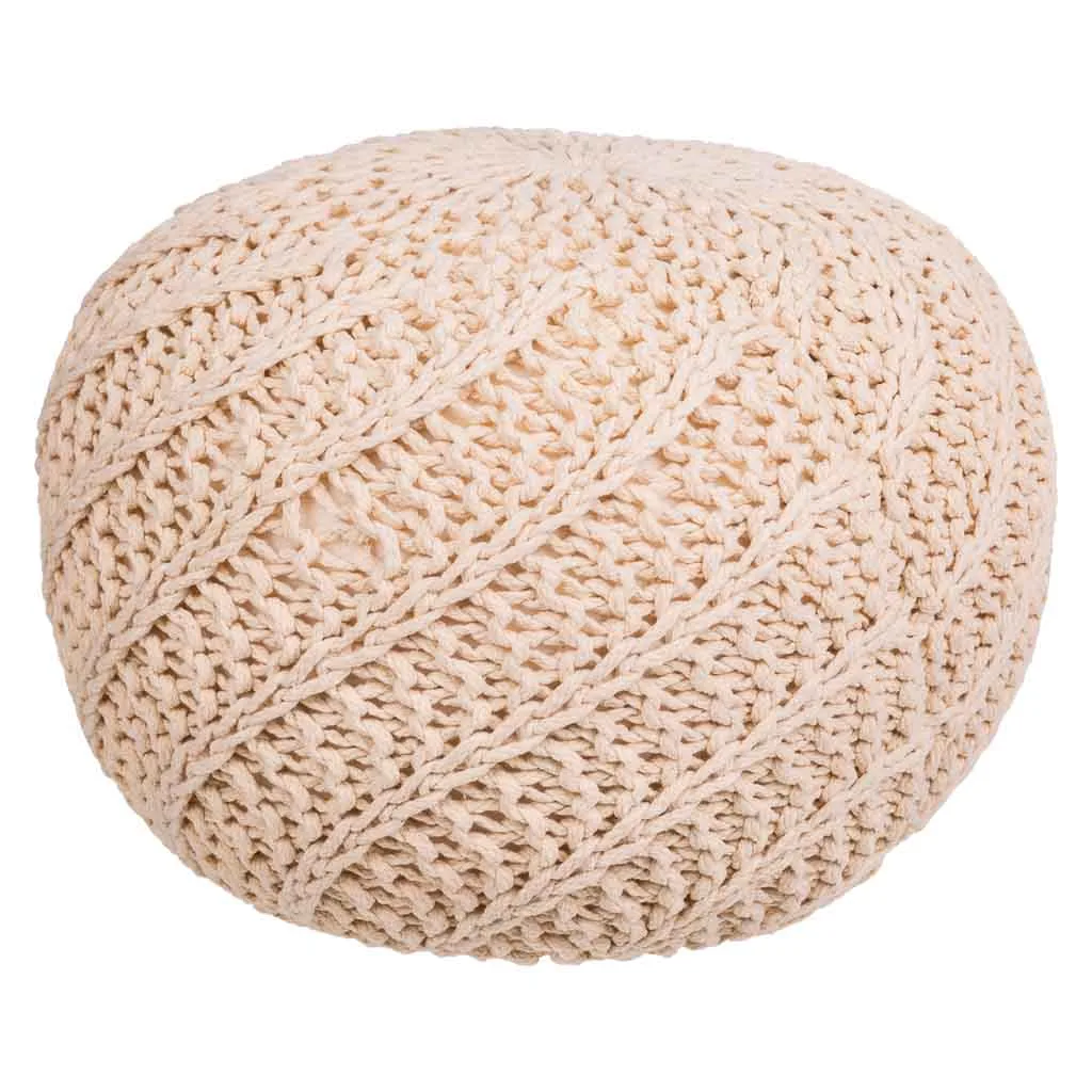 Braided cotton pouf – cream — Photo 1