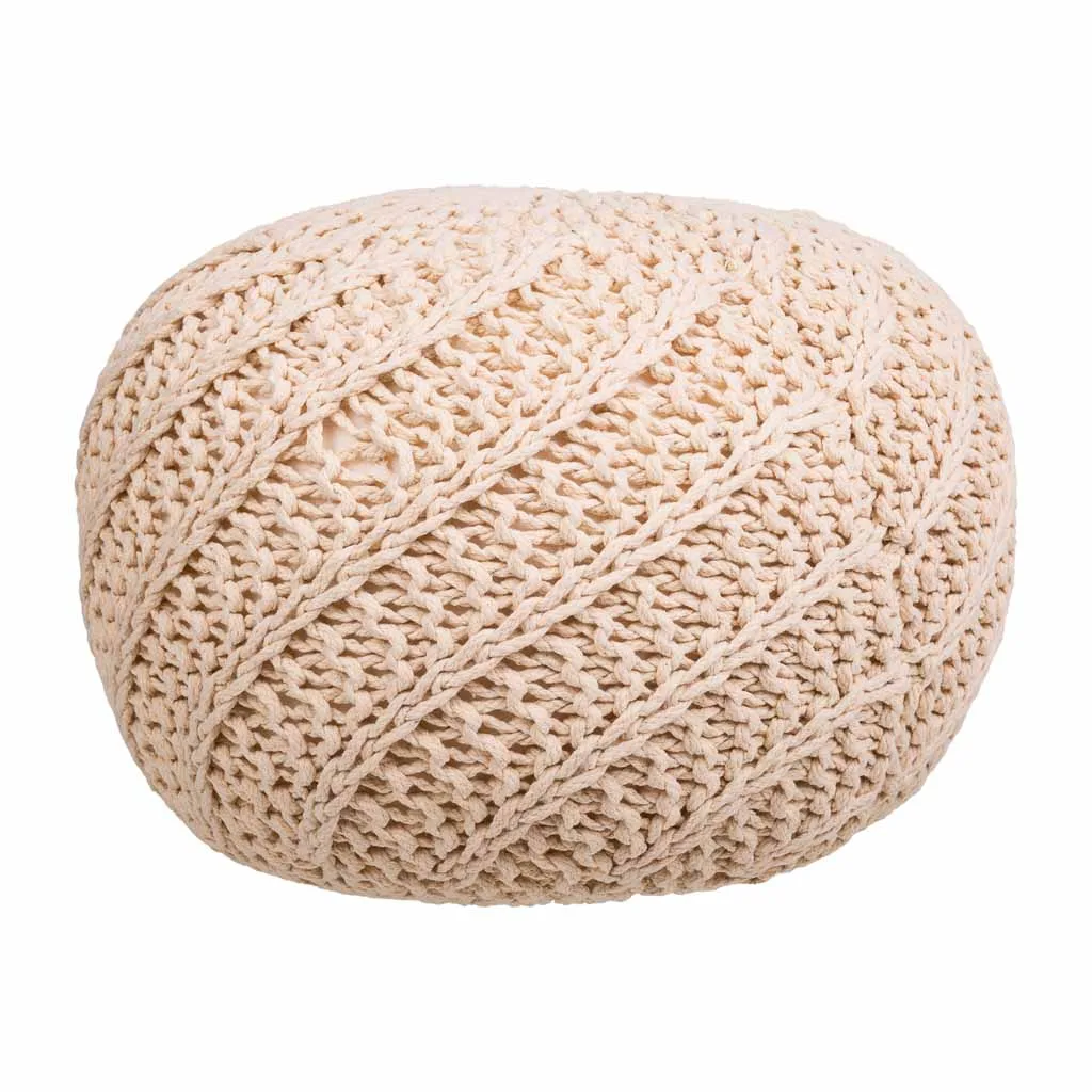 Braided cotton pouf – cream — Photo 2