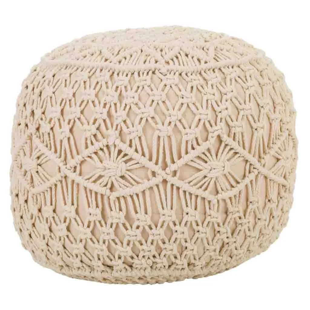Braided cotton pouf – cream — Photo 1