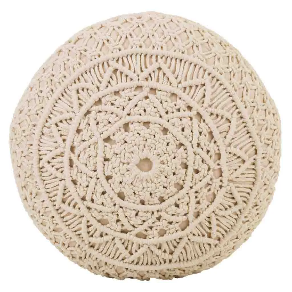 Braided cotton pouf – cream — Photo 3
