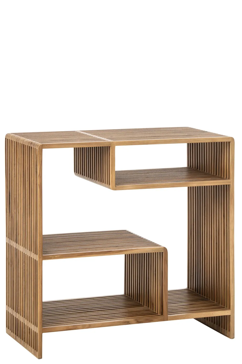 Slatted recycled wood bookcase