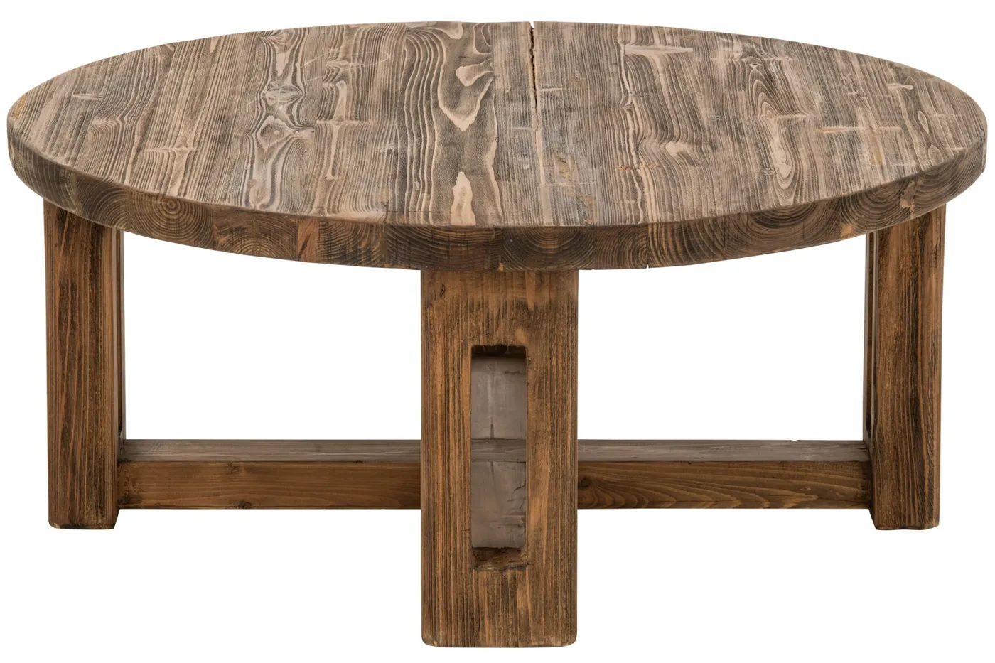 Round reclaimed wood coffee table