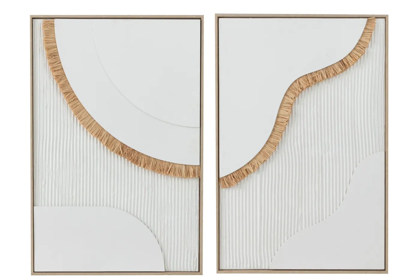 Straw and white artworks