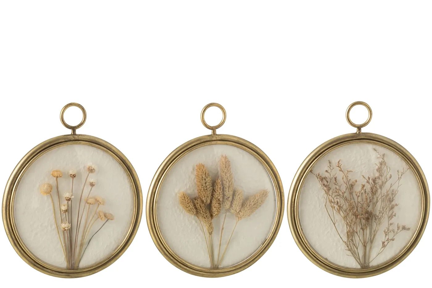 Set of 3 gold dried flower frames