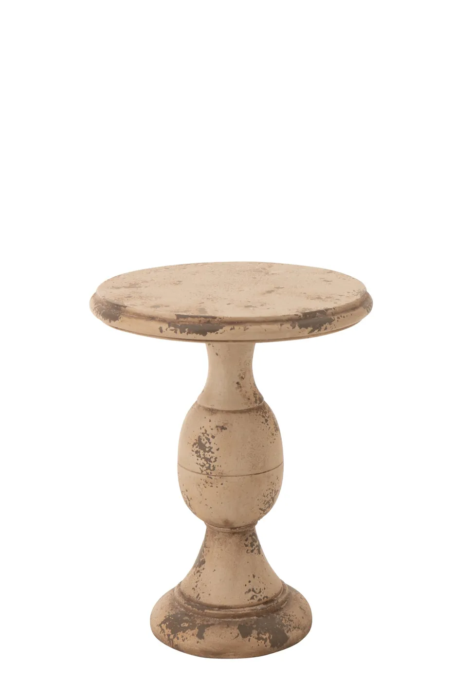 Antique-finish beige side table