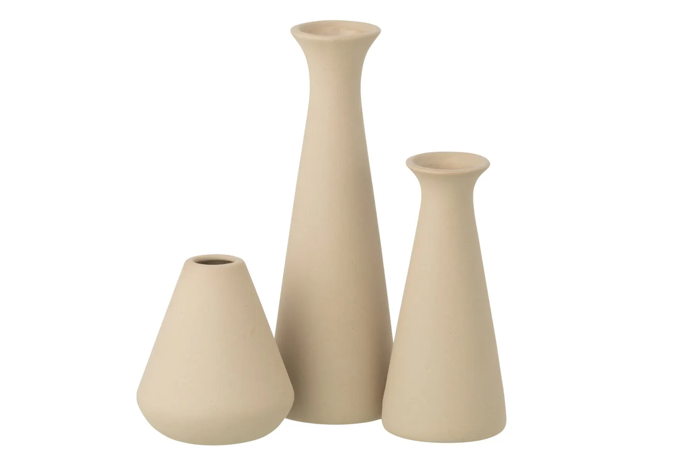 Set de 3 floreros de porcelana beige