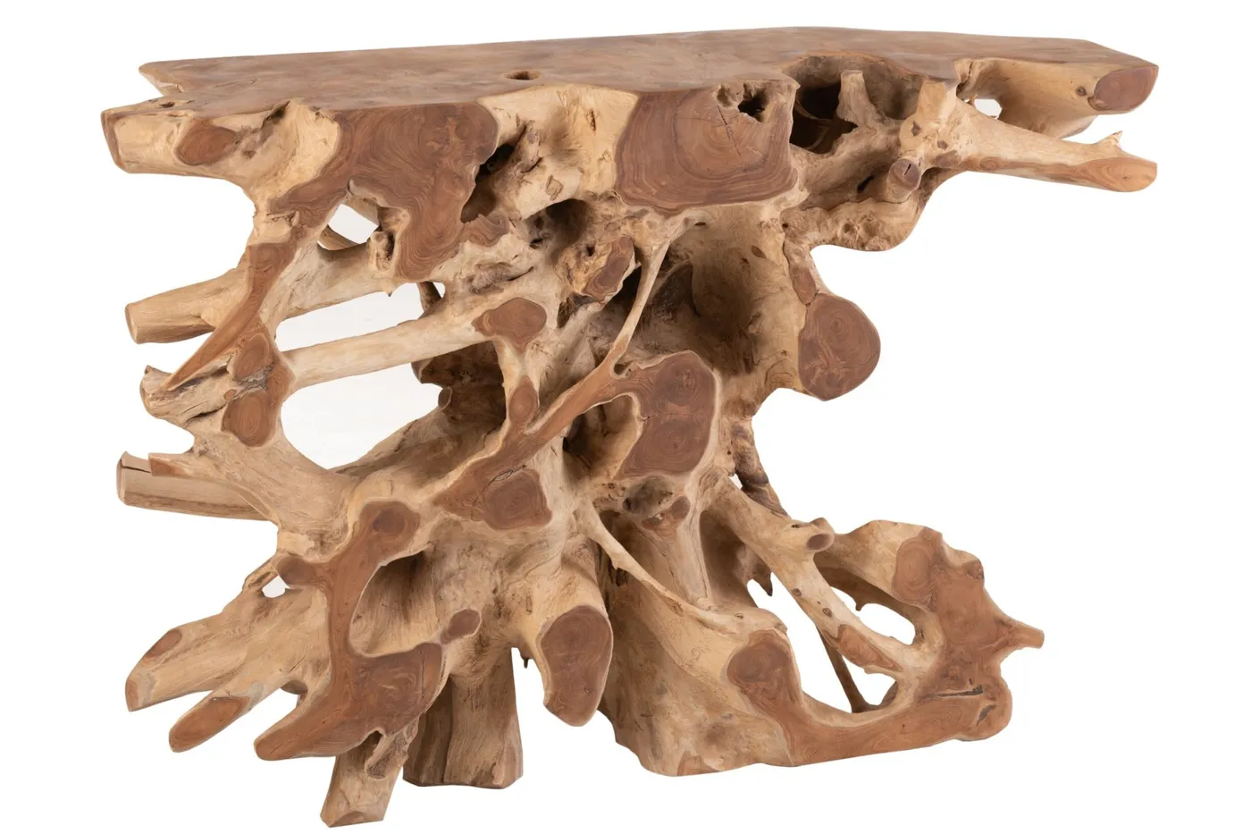 Raoul natural teak root console table