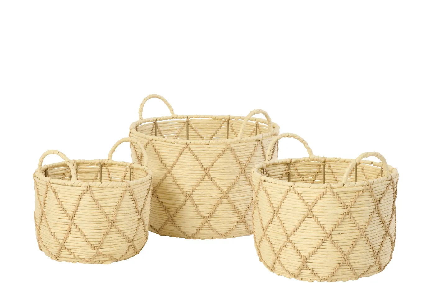 Set of 3 – round basket with handle