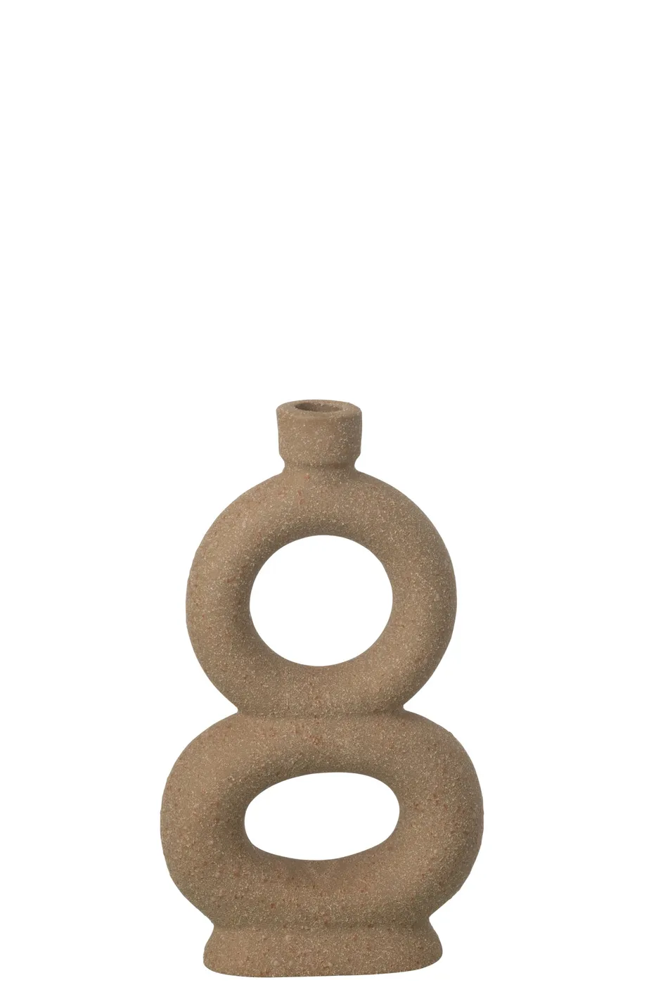 Dubbel ringvaasje steengoed taupe – groot