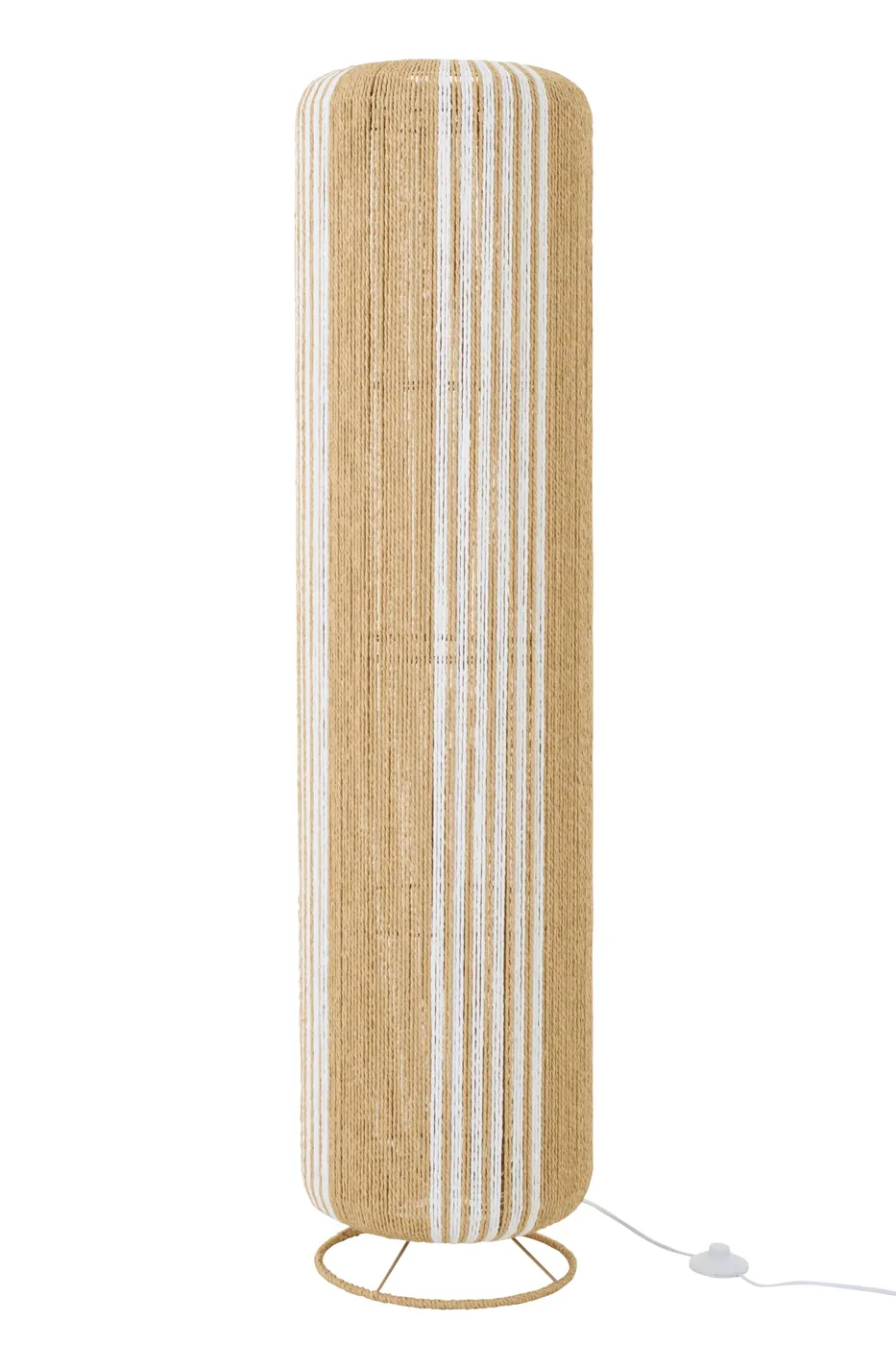 Cilinder staande lamp van touw en metaal