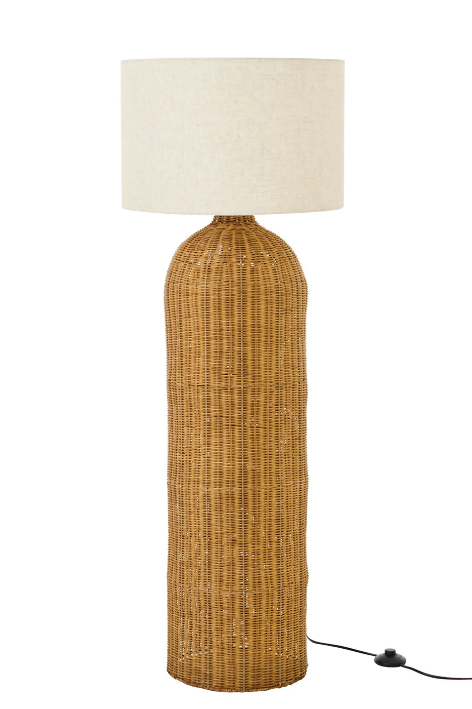 Natural woven cylinder floor lamp – large